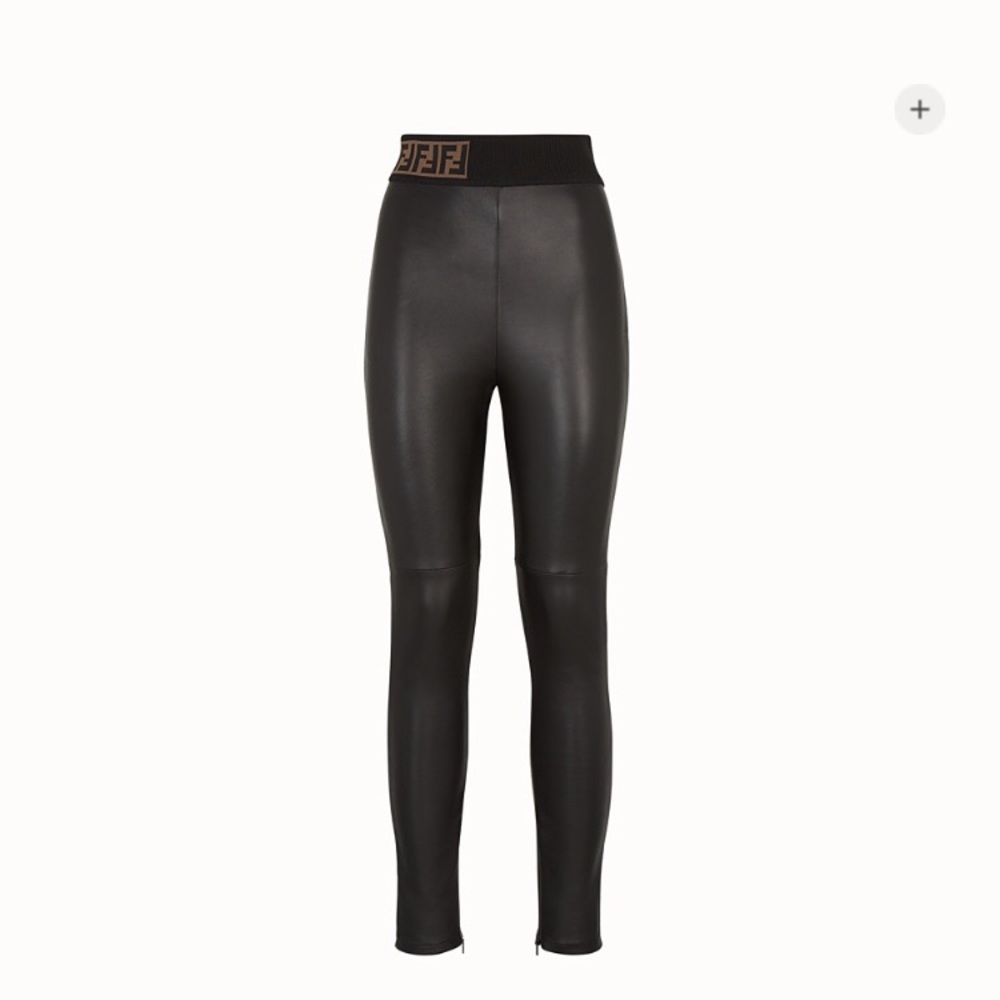 Fendi black leather Forever Fendi trousers